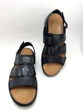 💖  Clark’s Trigenic Black Leather Slide Sandals, Sz 8